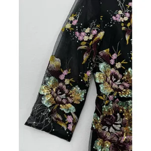 Belle Badgley Mischka Embroidered Sequin Floral Mesh Dress Size 8 Cocktail Party thumbnail 5