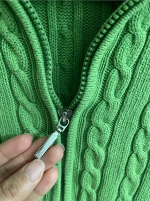 Vintage GAP Green Cable-Knit Zip-Up Cardigan thumbnail 3