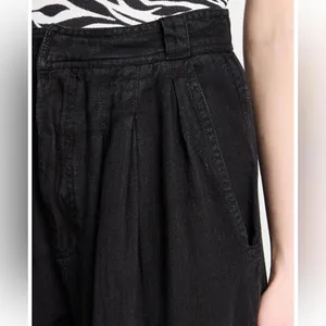 NWT Free People Lotta Love Linen Trouser Wide Leg Black Pants SIZE 2 thumbnail 2