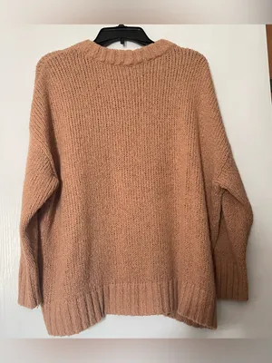 Aerie oversized chunky knit jumper in a pale peach/orange shade. thumbnail 2