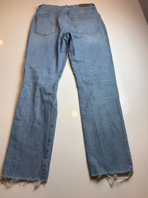 Madewell Jeans Perfect Vintage Straight Jean Light Wash Distress Raw Hem Size 26 thumbnail 7