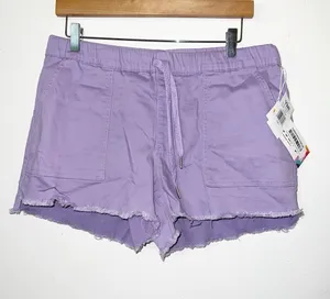YMI Freckled Poppy Lavender Drawstring Frayed Hem Pull On Jogger Shorts thumbnail 1