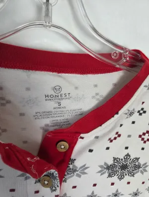 Honest Company Women's Thermal Henley Family Christmas Pajamas Top Pants Small thumbnail 4