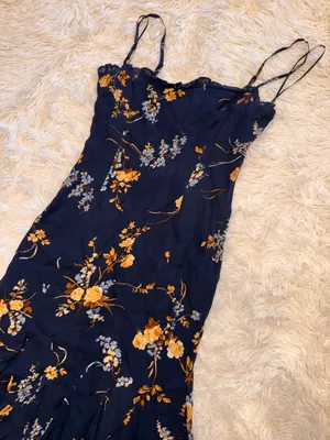NEW REFORMATION Lilibet Floral Ruffle navy Dress sz 2 thumbnail 5