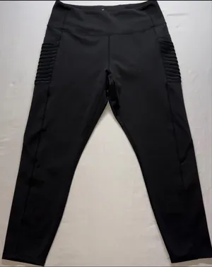 BSP Leggings Women Large‎ Black Moto Ribbed Pocket Yoga Activewear thumbnail 1