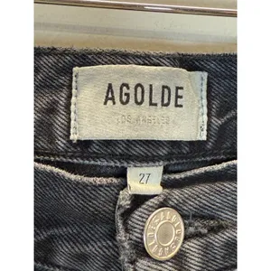 AGOLDE Riley Jeans Womens 28 Black Distressed High Rise Straight Leg Denim thumbnail 7