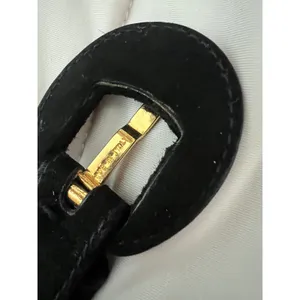 XS Vintage Salvatore Ferragamo Vara buckle belt suede leather black gold logo thumbnail 10