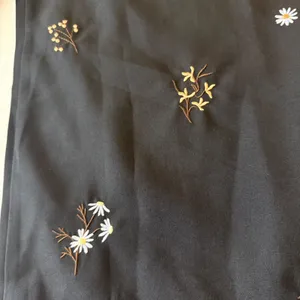 Floral Embroidered Wide Leg Trousers Womens Medium Black thumbnail 3