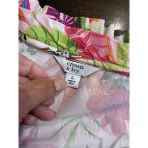 Crown & Ivy Multicolor Floral Tropical Dress Coastal Cruise Beach Modest Large thumbnail 5