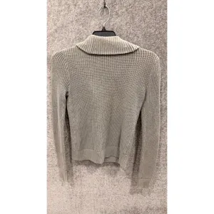 Gap Women Sweater Small Gray Asymmetrical Zip Shawl Collar Waffle Knit Cardigan thumbnail 7