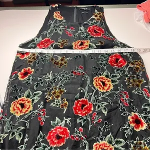 Miss Me Floral Burnout Velvet Shift‎ Dress Sleeveless Black Small thumbnail 8
