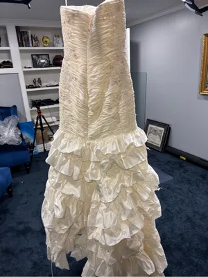 Christina Wu Ruffled Ivory Wedding Gown thumbnail 2