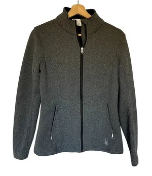Spyder core‎ sweater gray insulated zip up jacket pockets women's size medium thumbnail 1