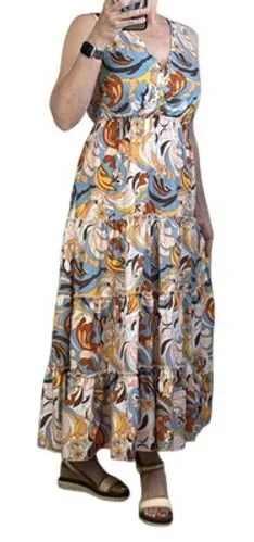 Boston‎ Proper Tiered Midi Maxi Dress Size S Sleeveless V-Neck Retro Paisley thumbnail 1