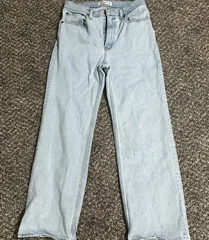 Abercrombie & Fitch Women's Light Blue Straight Leg Jeans thumbnail 1