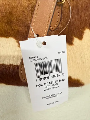 NWT Coach Asher Shoulder Bag In Haircalf With Cow Print CDW46 Gold/Cow thumbnail 8