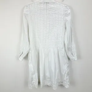 Madewell Pintucked Eyelet Mini Dress Boho Cotton Cottagecore White XXS NWT thumbnail 14