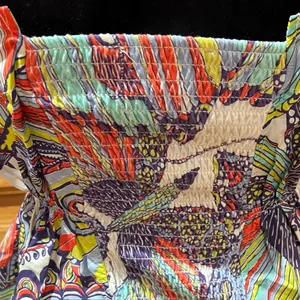 Anthropologie Diana Ruffled Smocked Strapless Tube‎ Top Abstract Print Size XS thumbnail 12