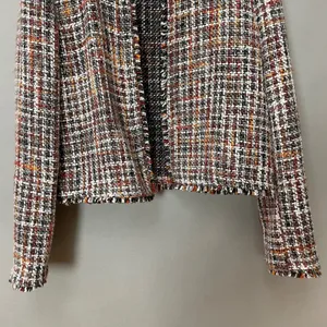 Calvin Klein Tweed Blazer Open Front Frayed Edges Size 14 Women Office Attire‎ thumbnail 5