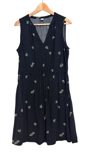 Old Navy Daisy Dress Womens L‎ Black Midi Cottage Casual Party Sundress Summer thumbnail 1