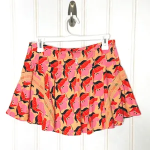 Free People Floral Print Tennis Skirt Shorts Pink Orange Pleats and Thank You L thumbnail 8