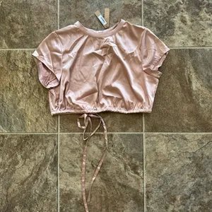 Skims Woven Shine Stretch Satin Crop Top Pink Sand Size Small thumbnail 3