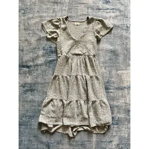 Altar'd State Sage Gray Green Ivory Floral Ruffle Sleeve Mini Dress S thumbnail 8