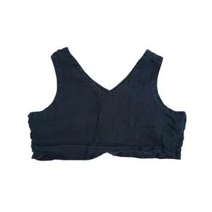 Turn Black Womens Linen Relaxed Crop Top XXL Black Minimal Organic Earthy Indie thumbnail 3