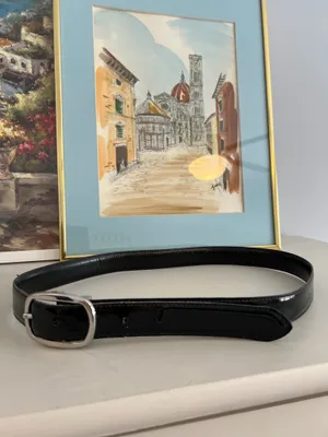 Black leather belt with silver buckle #leather #buckle #belt thumbnail 3