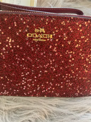 NWT COACH Glitter Star Wristlet Pouch in Red thumbnail 2