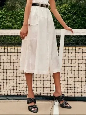 ALC Frank Womens Cecilia Linen-Blend Midi Skirt White Womens‎ Size 4 thumbnail 4