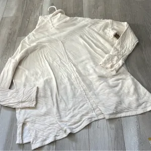 Free People Top mockneck baggy oversize womens Cream (large) boho artsy lagenlook thumbnail 4