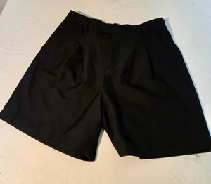 Women’s M Black Tailored Pleated Dress Shorts High Rise Stretch thumbnail 1