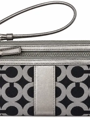 Coach Metallic Silver & Black Wristlet Wallet thumbnail 2