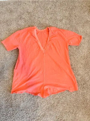 Fp Movement Hot Shot Tee Romper Onesie Oversized Size Small Neon Orange Nwot thumbnail 7