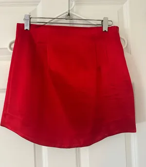 ZARA satin effect red mini skirt thumbnail 2