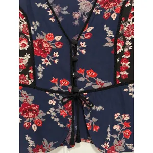 Free People Way The World Turns Floral Tie Front Blouse Top Boho Small thumbnail 3