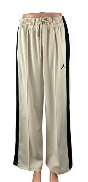 Jordan Womens Beige Black Wide Leg High Rise Workout Athletic Track Pants Size M thumbnail 1