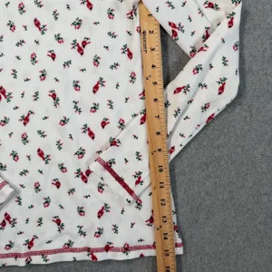 Laura Ashley Women's Small Waffle Knit Thermal Pajama Set Red Cardinal Bird thumbnail 6