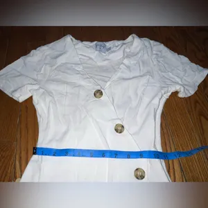Chic White Asymmetrical Button Dress Size 0 thumbnail 8