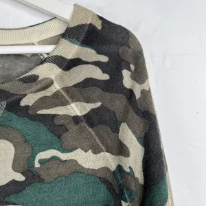 J.Crew S Sweater Merino Wool Camo Crewneck K1279 Green Brown Long Sleeve Raglan thumbnail 8