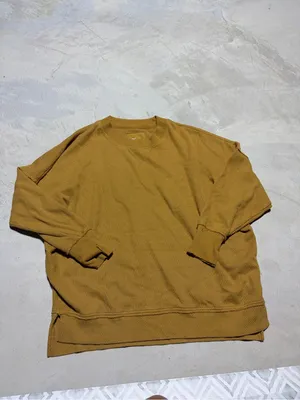 Aerie Mustard Waffle Crewneck Sweater sweatshirt medium thumbnail 2