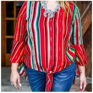 Womens Lucky & Blessed L&B Boutique Serape High Low Flowy Top - Sz S thumbnail 1