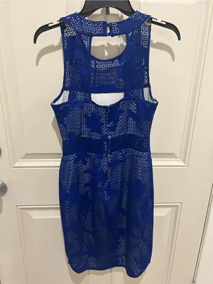 Bisou Bisou Cobalt Blue Lace Sleeveless Mini Dress thumbnail 5