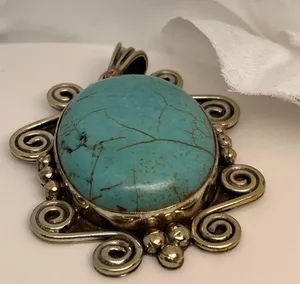 Boutique Howlite pendant from India. Gorgeous stone to slip on your favorite necklace! thumbnail 7