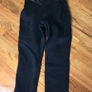 Abercrombie Relaxed Black Jeans with Faux Leather Detail thumbnail 9