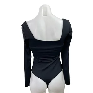 Aritzia Babaton Black Square Neck Long Sleeve Thong T Shirt Bodysuit Top Size S thumbnail 3