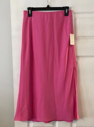 A New Day Elegant Pink Maxi Skirt size S length 30” waist 28”elastic brand new thumbnail 1
