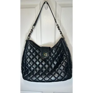 Kate Spade Gold Coast‎ Janica Black Quilted Leather Chain Hobo Shoulder Bag thumbnail 2