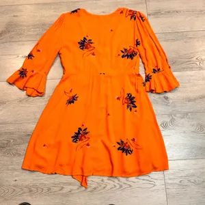 Free People‎ Dress Xsmall XS Time On My Side Floral Wrap Mini Floral Orange thumbnail 2